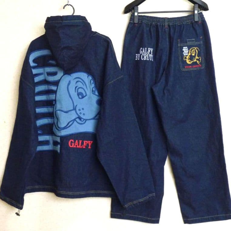ぺるちゃん　ガルフィー　デニム　セットアップ　ネイビー　上下XL