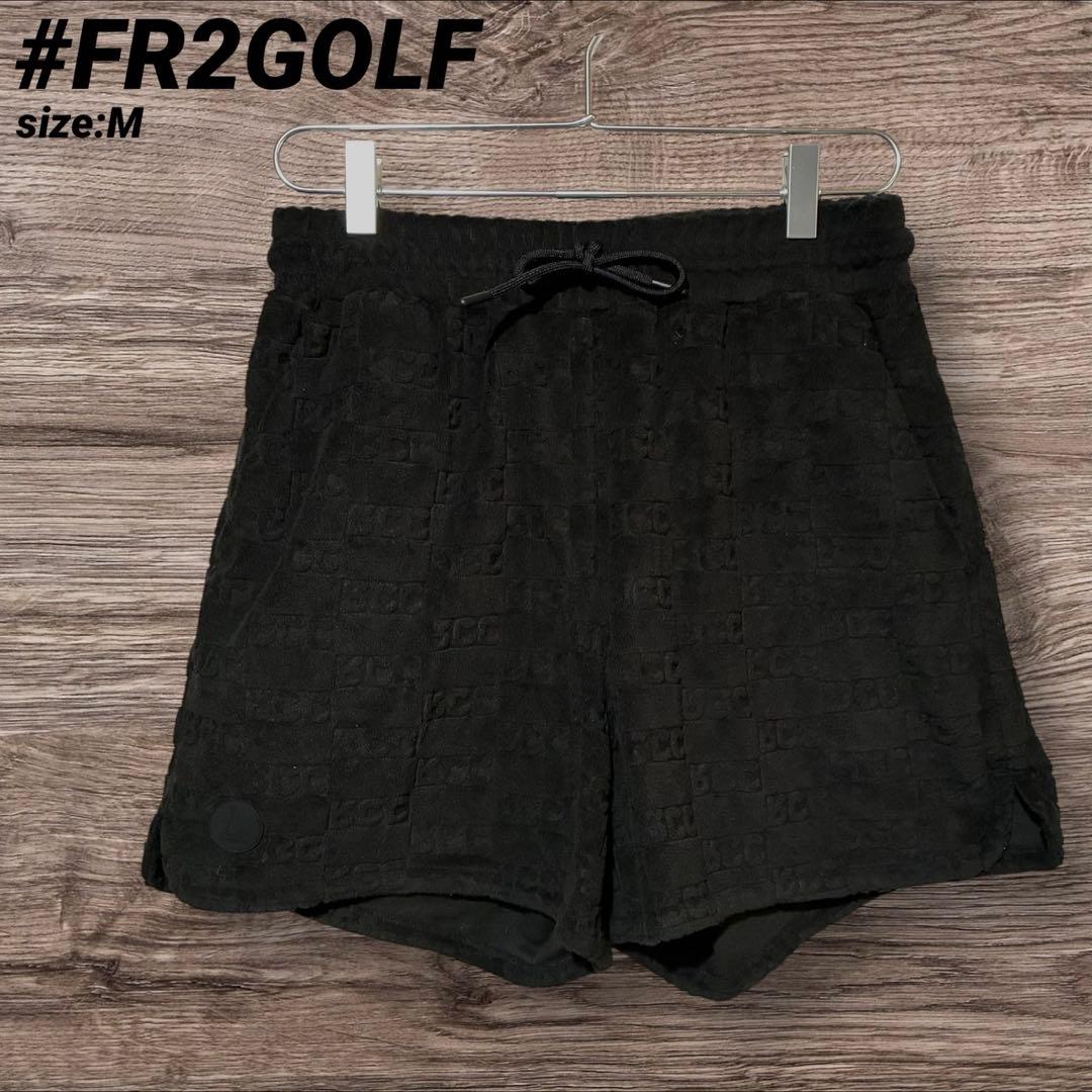FR2GOLF ハーフパンツ ゴルフウェア タオル地 ブラック ロゴ