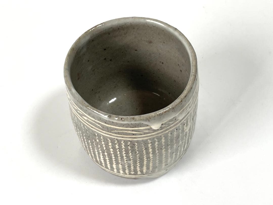 陶芸家　作家物　伊藤明美　三島手猪口　ぐい呑　筒盃　酒器　三嶋　李朝　高源寺窯