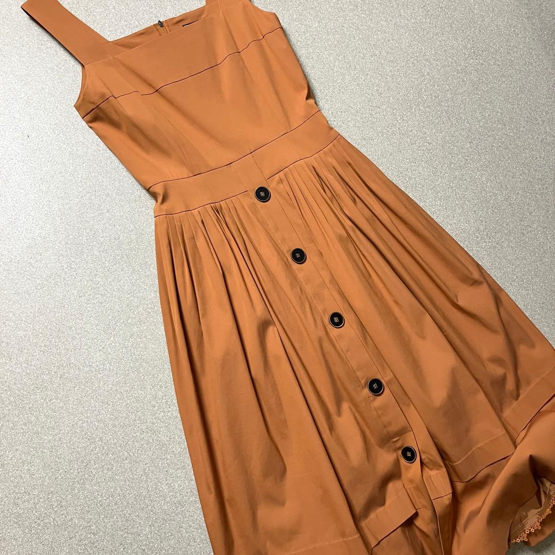 美品✨FOXEY ギャザー フロントボタンワンピース ノースリーブ フォクシー