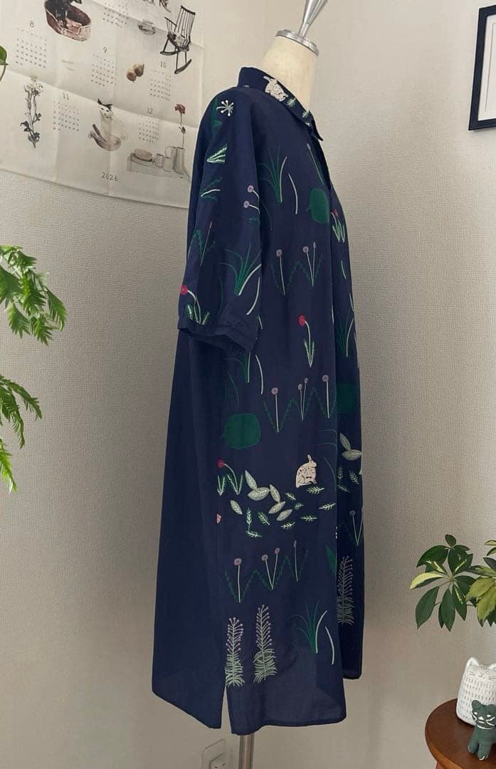 SUPER HAKKA スーパーハッカ　刺繍コットンワンピース　ウサギ