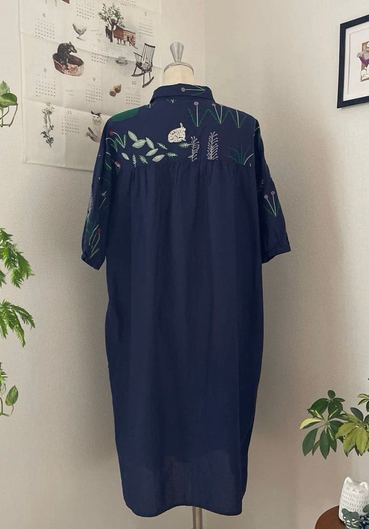 SUPER HAKKA スーパーハッカ　刺繍コットンワンピース　ウサギ