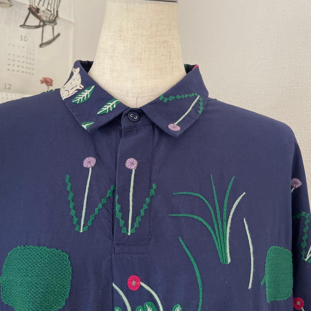 SUPER HAKKA スーパーハッカ　刺繍コットンワンピース　ウサギ