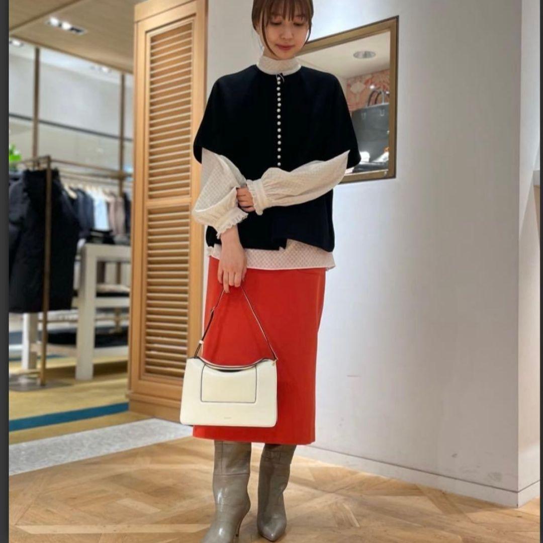 美品 ボールジィ ウール ポリエステル パールコンビショートケープ