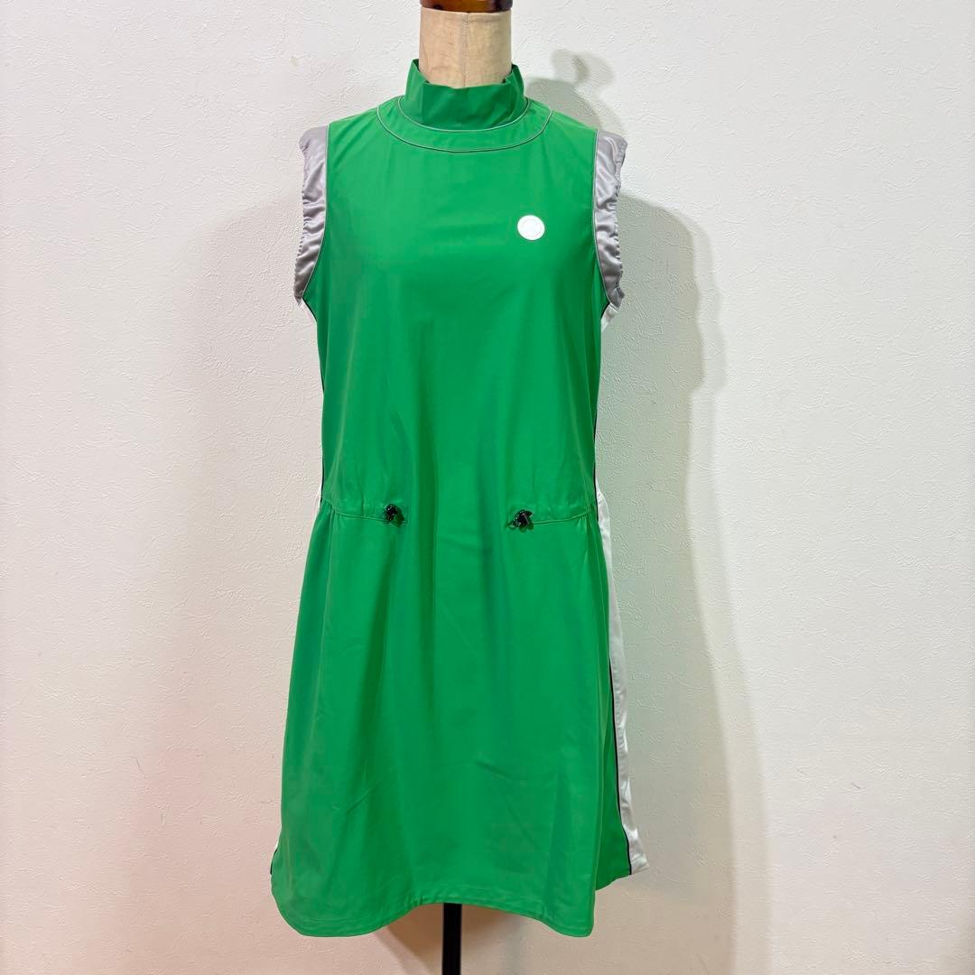 【LANVIN SPORT】美品　異素材ハイブリッドワンピース　ゴルフ　Ｌ