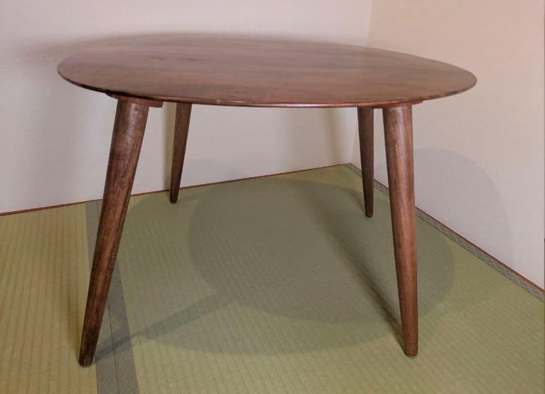 木製　卵型　サイドテーブル　センターテーブル　70×60×45.5