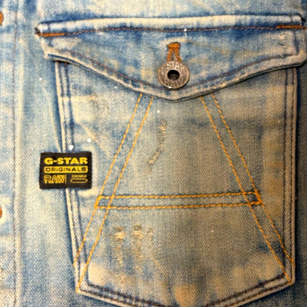 希少　G-Star RAW ダメージ加工 デニムジャケット シンチバック M