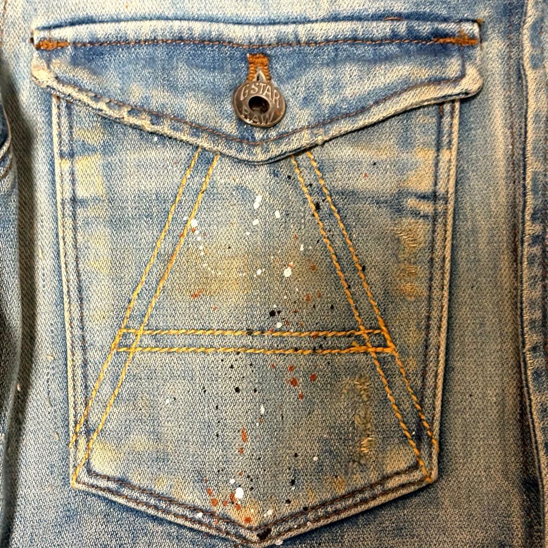 希少　G-Star RAW ダメージ加工 デニムジャケット シンチバック M