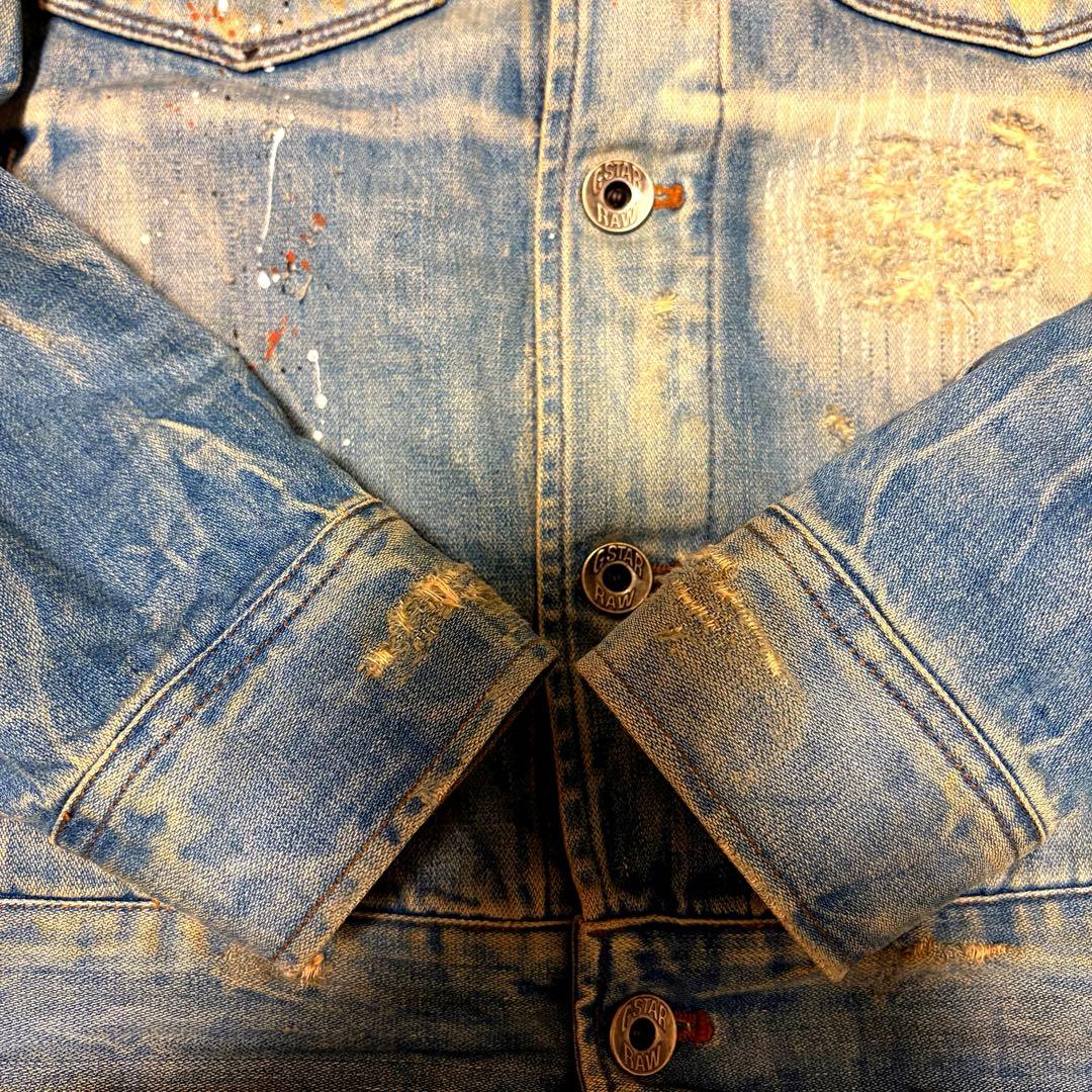 希少　G-Star RAW ダメージ加工 デニムジャケット シンチバック M
