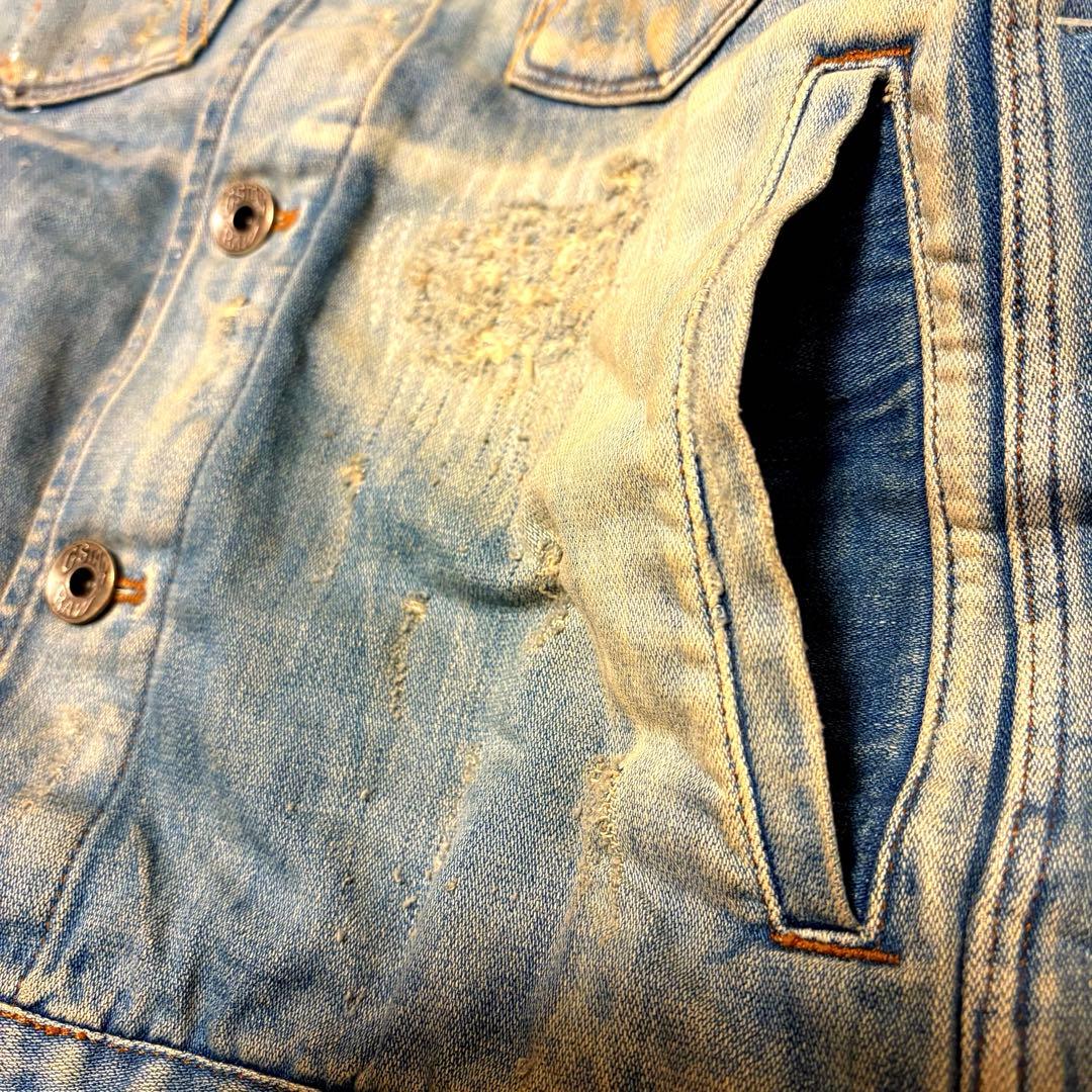希少　G-Star RAW ダメージ加工 デニムジャケット シンチバック M
