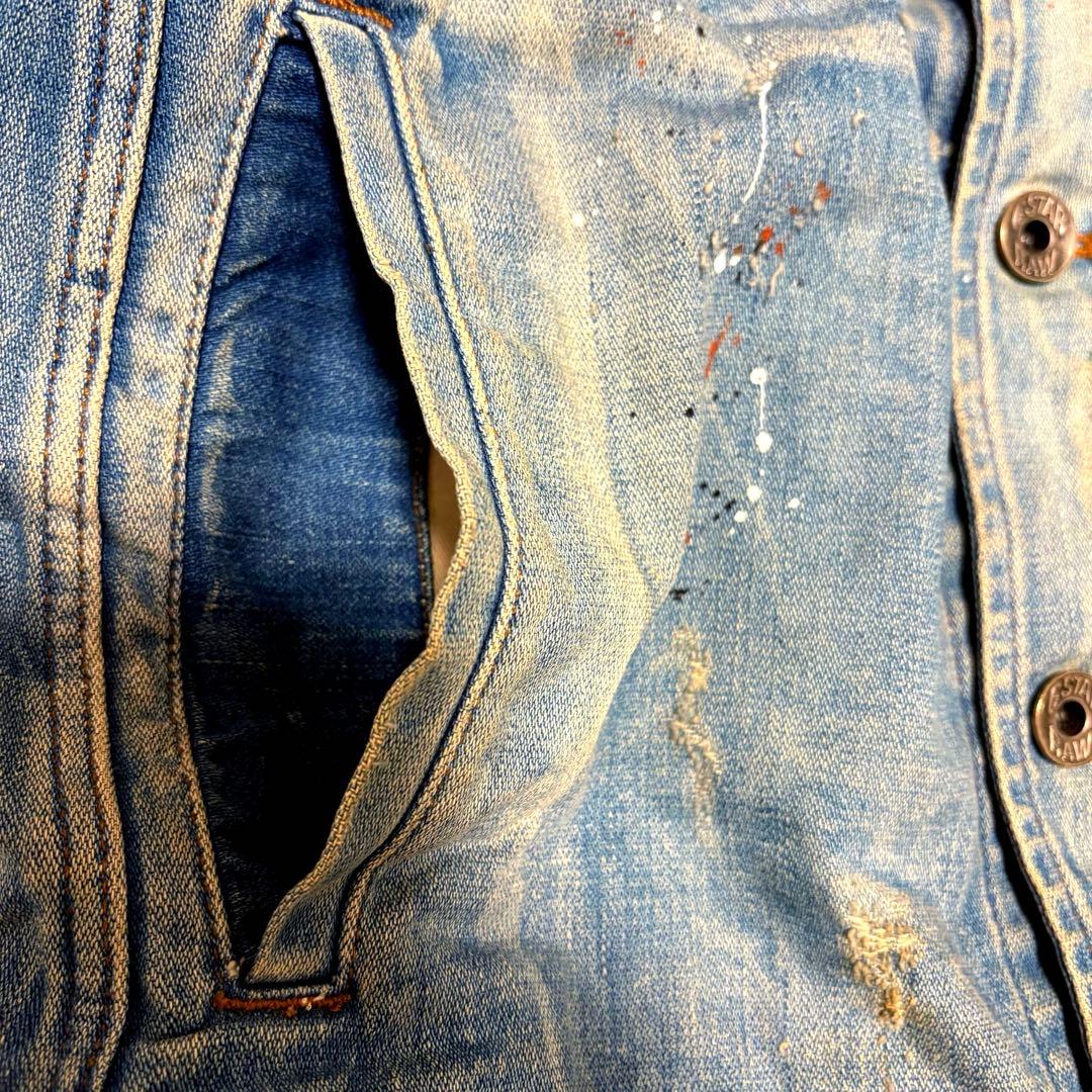 希少　G-Star RAW ダメージ加工 デニムジャケット シンチバック M