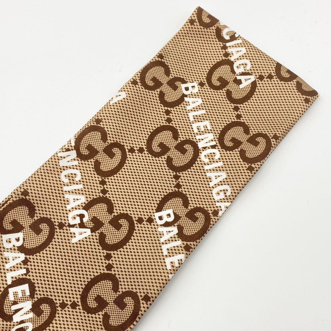 【未使用】GUCCI×BALENCIAGA・マキシGG・ネックボウ・スカーフ