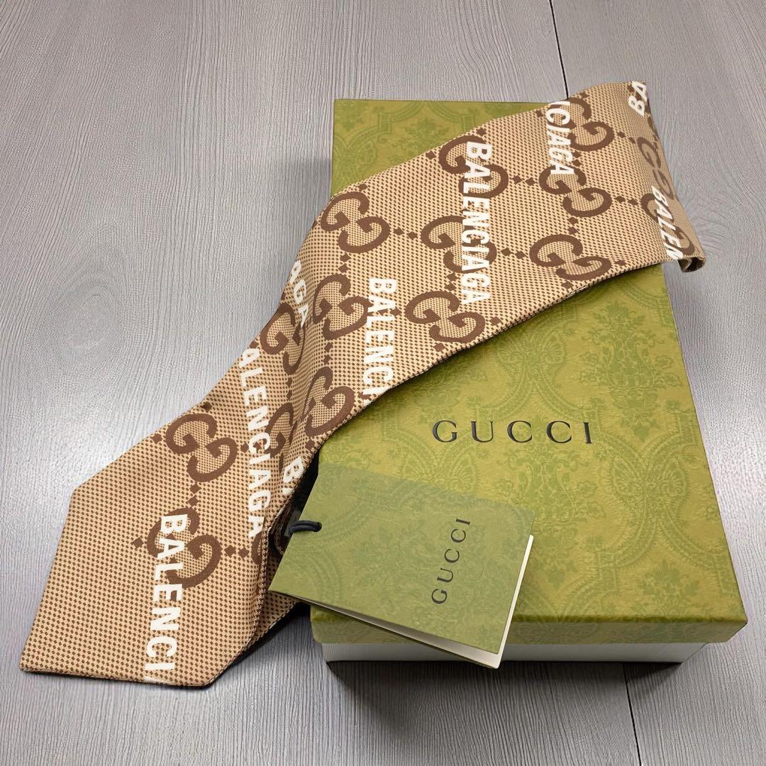 【未使用】GUCCI×BALENCIAGA・マキシGG・ネックボウ・スカーフ