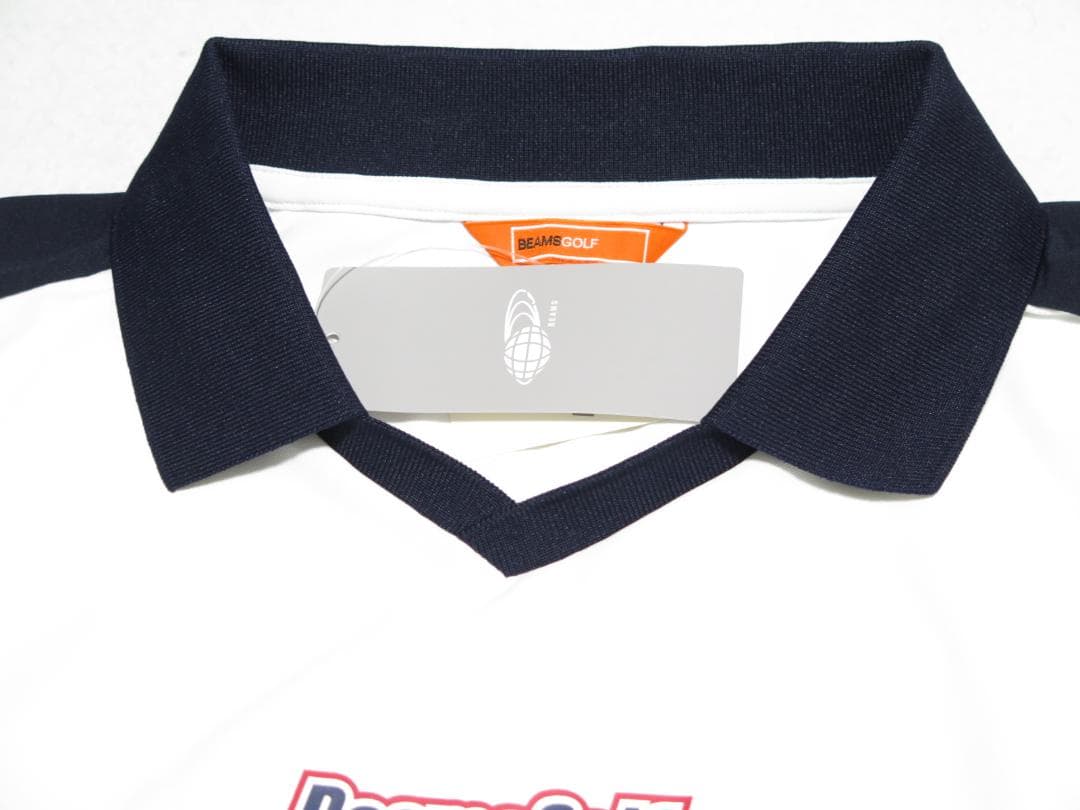 ⓂBEAMS GOLF ビームスゴルフ 襟付きVネックプルオーバーWHITE