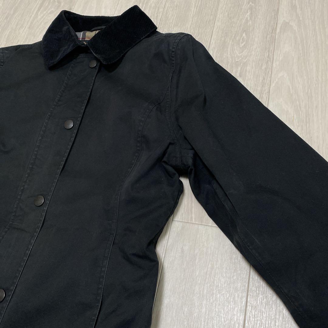 F0-089 Barbour フィールドジャケット 黒 UK14 襟コーズ