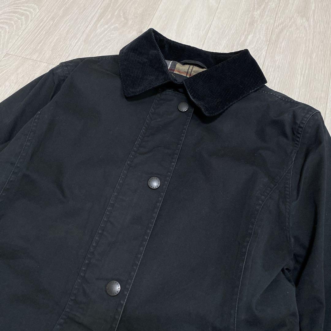 F0-089 Barbour フィールドジャケット 黒 UK14 襟コーズ