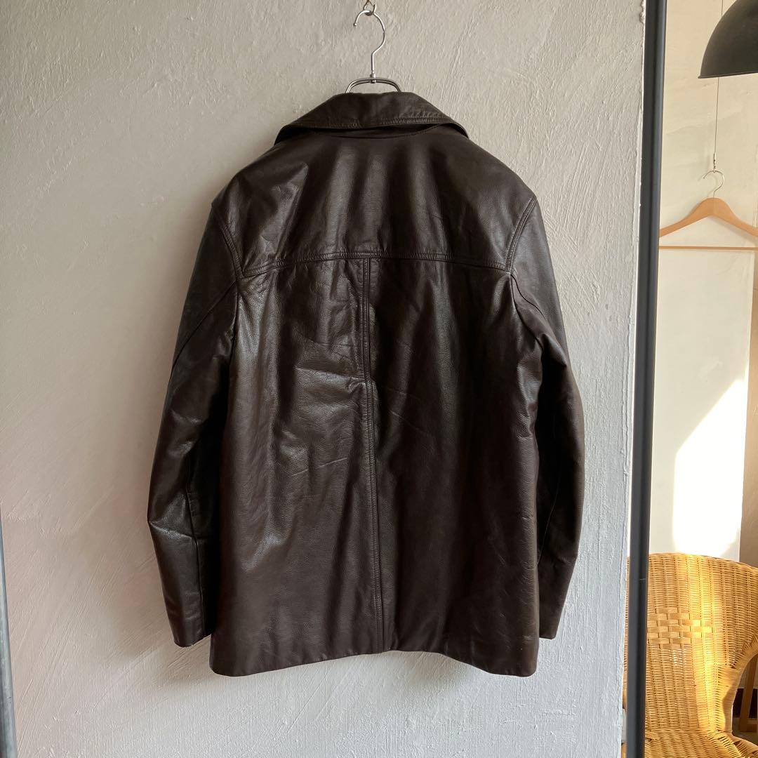 90S J.CREW レザー カーコートジャケット ブラウン ジェイクルー