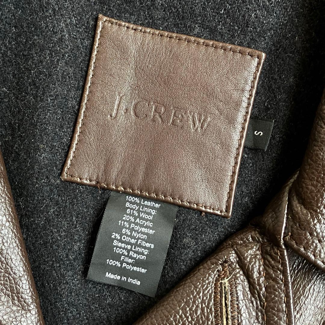 90S J.CREW レザー カーコートジャケット ブラウン ジェイクルー