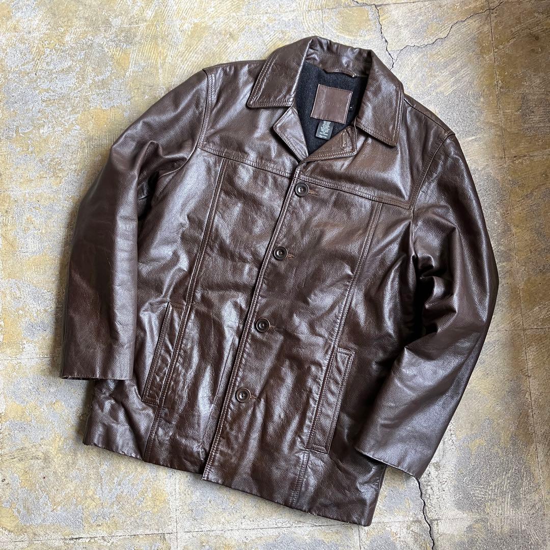 90S J.CREW レザー カーコートジャケット ブラウン ジェイクルー