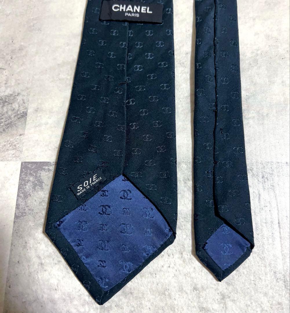 CHANEL ネクタイ ココマーク総柄 ブラック