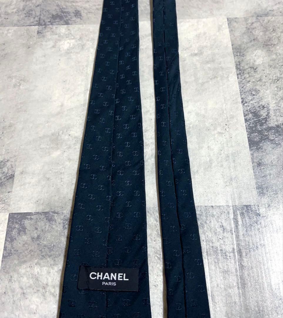CHANEL ネクタイ ココマーク総柄 ブラック