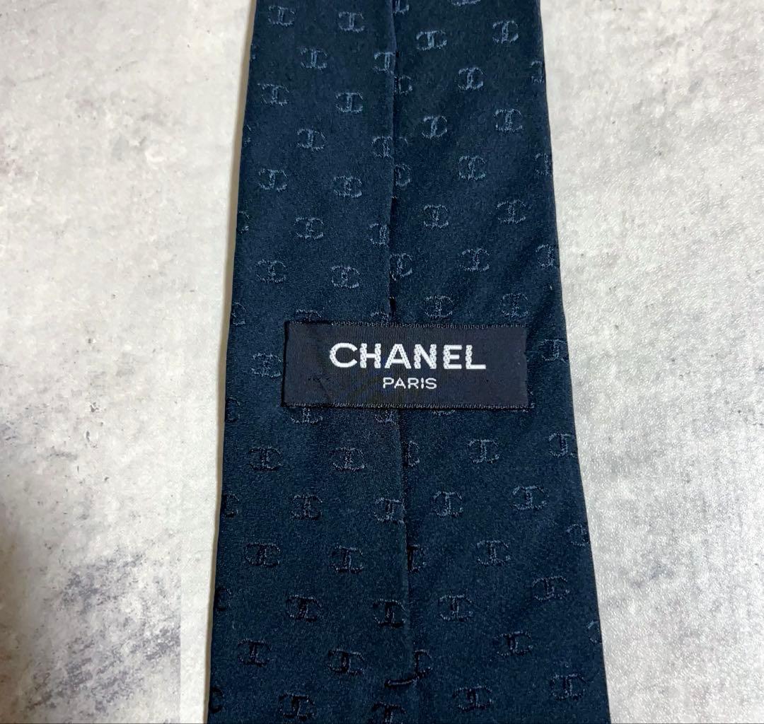 CHANEL ネクタイ ココマーク総柄 ブラック