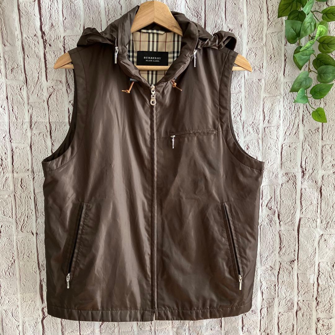 BURBERRY バーバリー　チェックライナー付き フードベスト ブラウン L