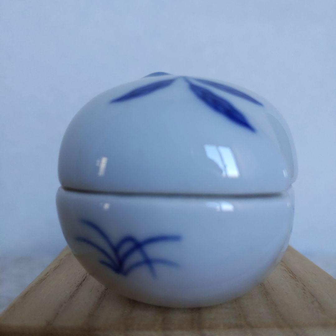 茶道具　染付桃　香合　景徳鎮　王懐英　作　表千家　裏千家　【匿名配送】