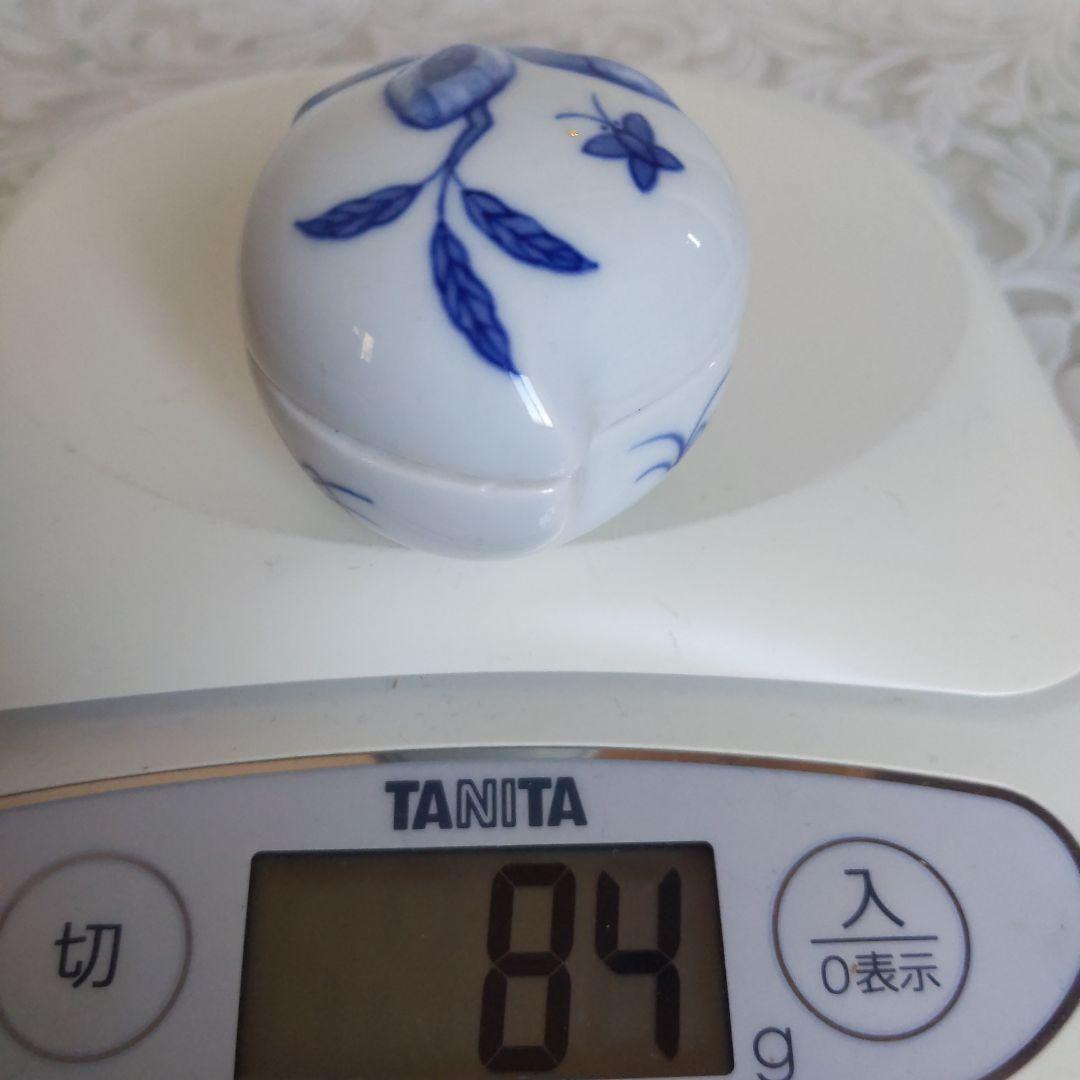 茶道具　染付桃　香合　景徳鎮　王懐英　作　表千家　裏千家　【匿名配送】