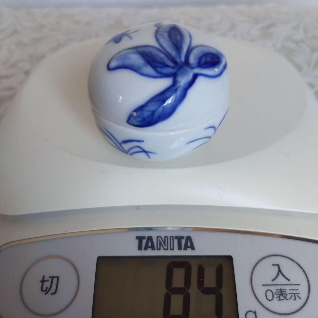 茶道具　染付桃　香合　景徳鎮　王懐英　作　表千家　裏千家　【匿名配送】