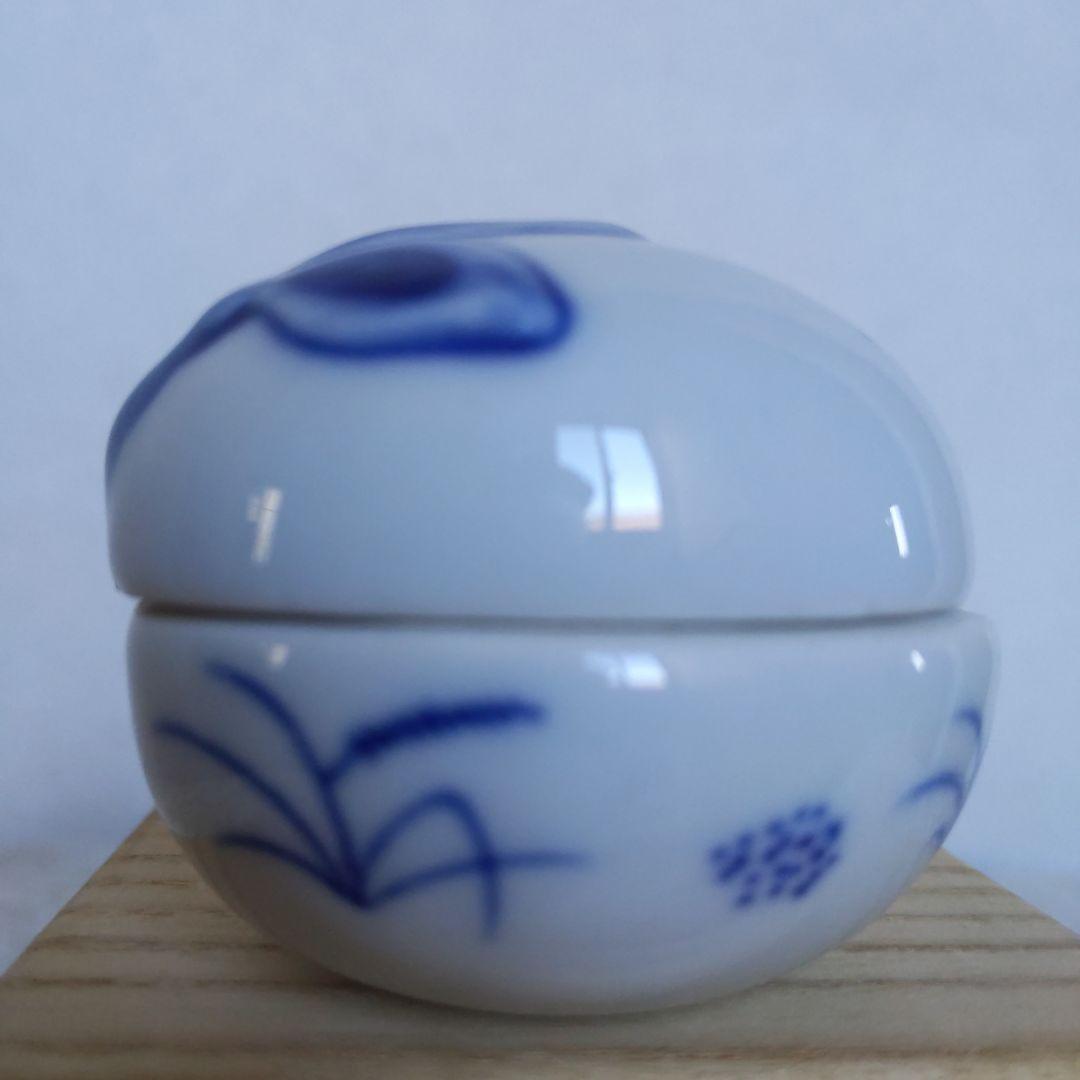 茶道具　染付桃　香合　景徳鎮　王懐英　作　表千家　裏千家　【匿名配送】