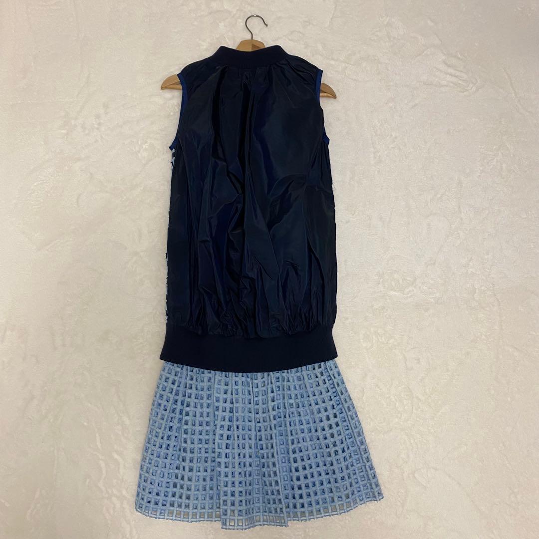 sacai サカイ 14SS ロングワンピース ノースリーブ 異素材ドッキング