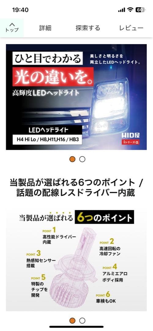 未使用品　LEDヘッドライト　フォグランプ　HID屋