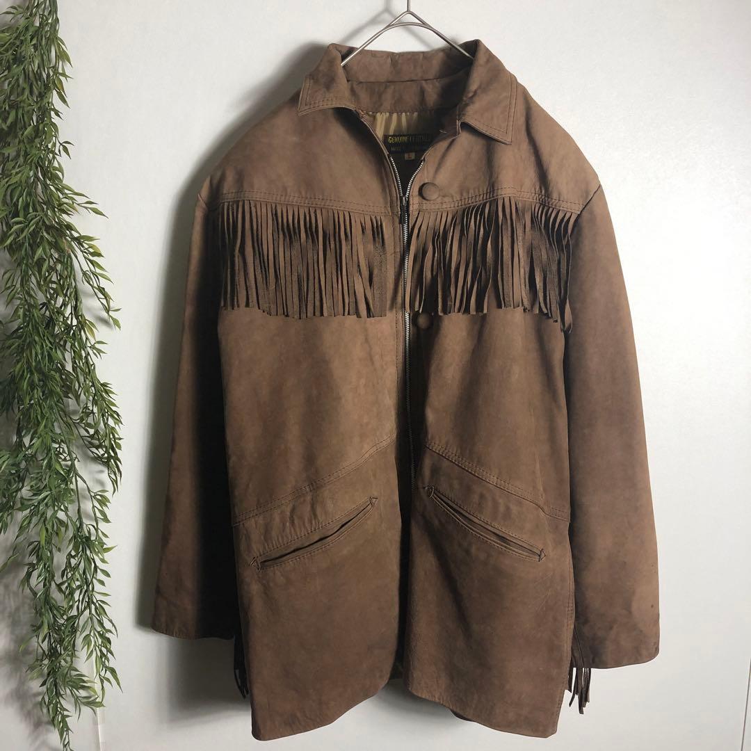フリンジジャケット ウエスタン カウボーイ ヌバック レザー 70s スエード