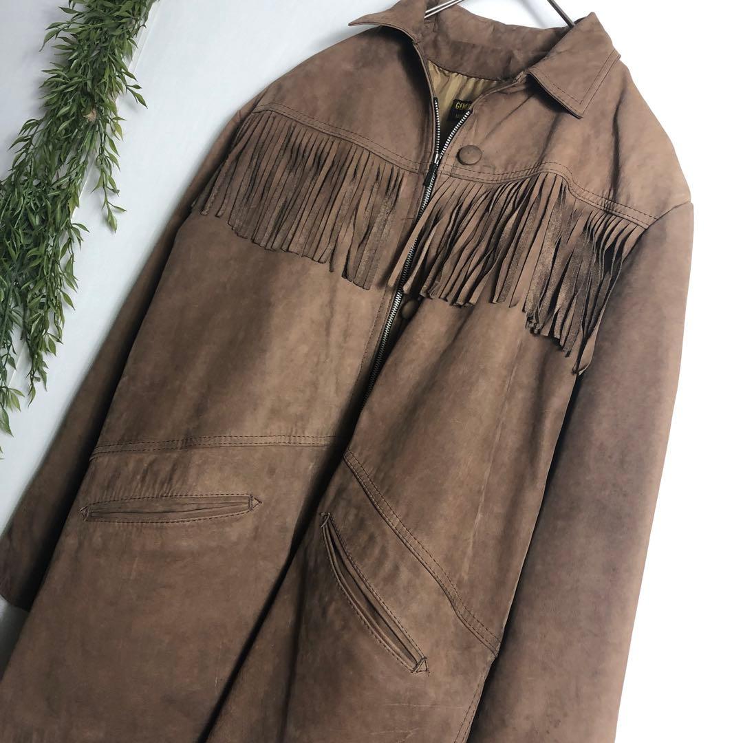 フリンジジャケット ウエスタン カウボーイ ヌバック レザー 70s スエード