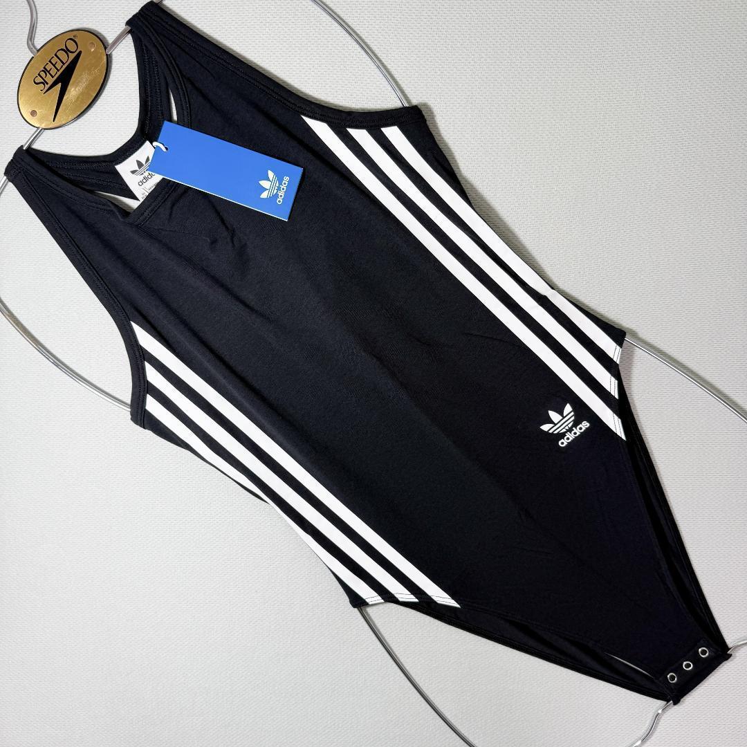 adidas ボディスーツ レオタード コットン Black 海外XS