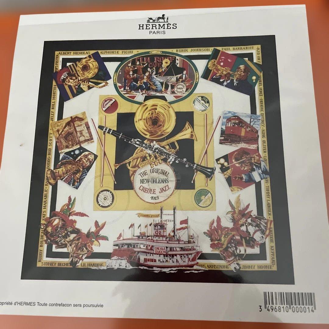 HERMES スカーフ 音楽と船のデザイン 90cm