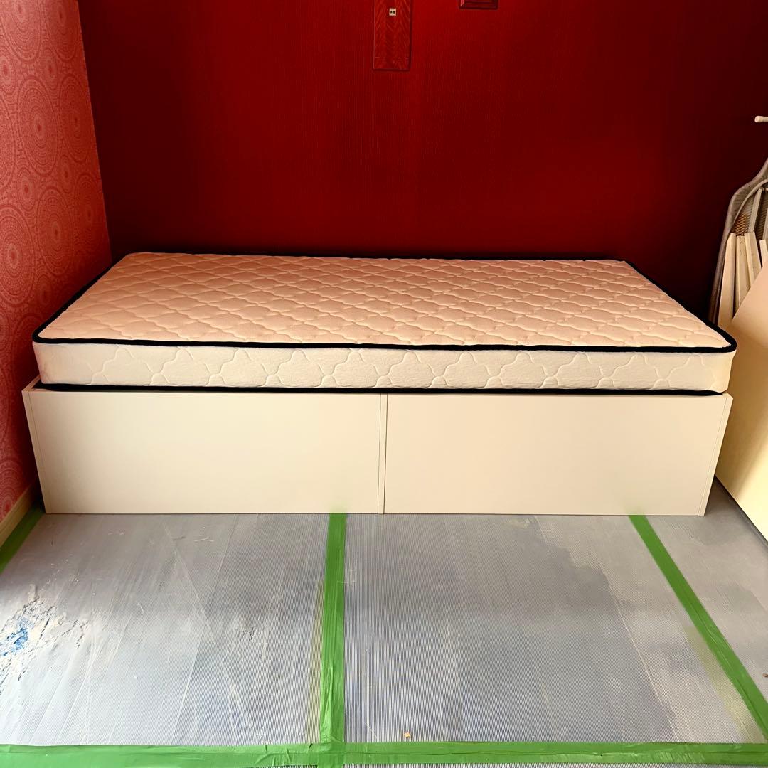 【SALE】ボンネルコイルマット シングルベッド マット付き 下部収納