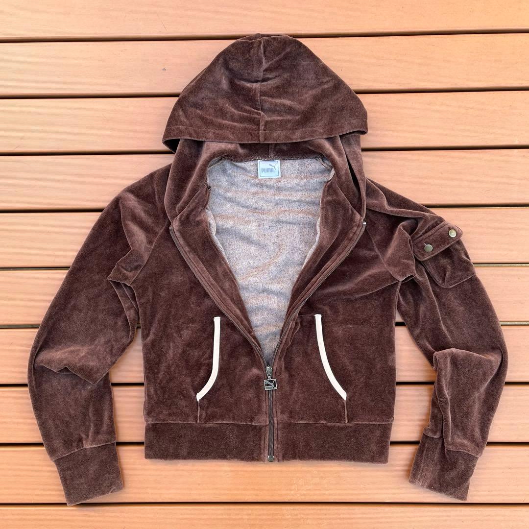 トップス y2k 00s PUMA velour zip up hoodie