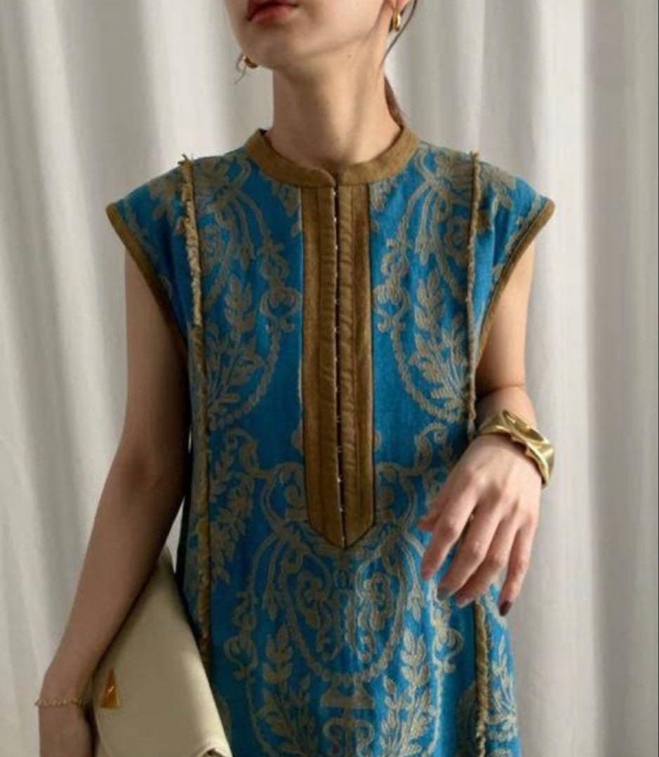アメリヴィンテージ DAMASK EMBROIDERY LINEN DRESS