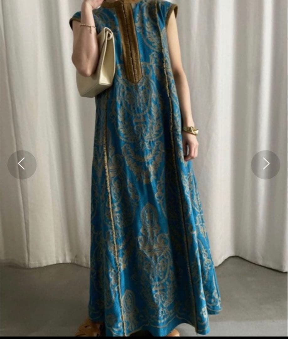 アメリヴィンテージ DAMASK EMBROIDERY LINEN DRESS