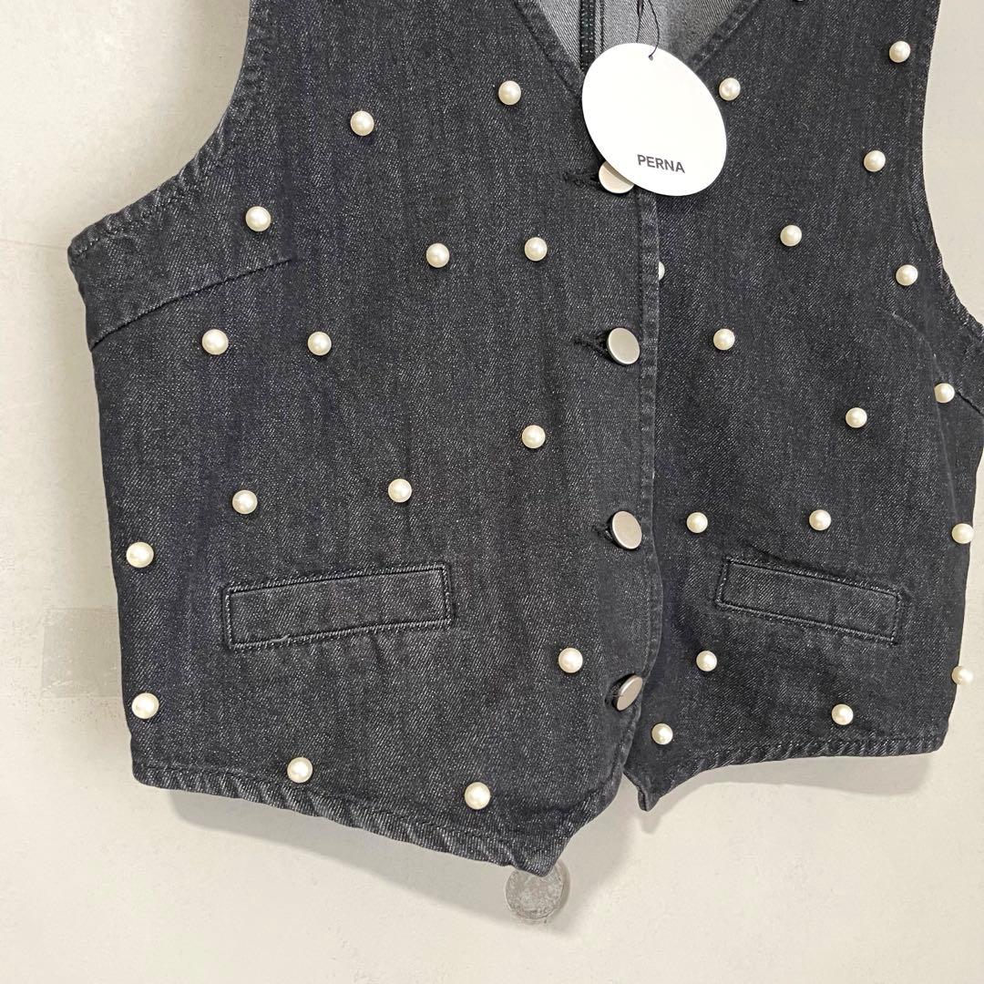 新品タグ付き✨PERNA ペルナ　パールデニムベスト