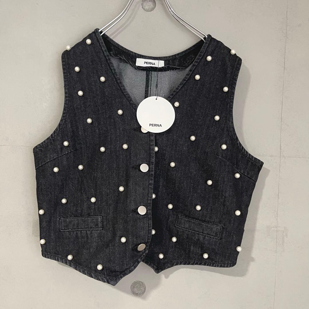 新品タグ付き✨PERNA ペルナ　パールデニムベスト