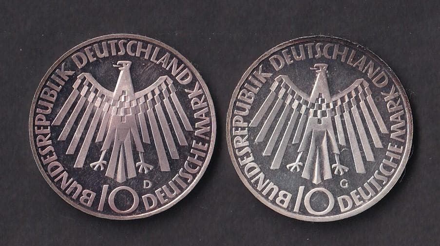ドイツ 10マルク 銀貨 ミュンヘンオリンピック 2枚