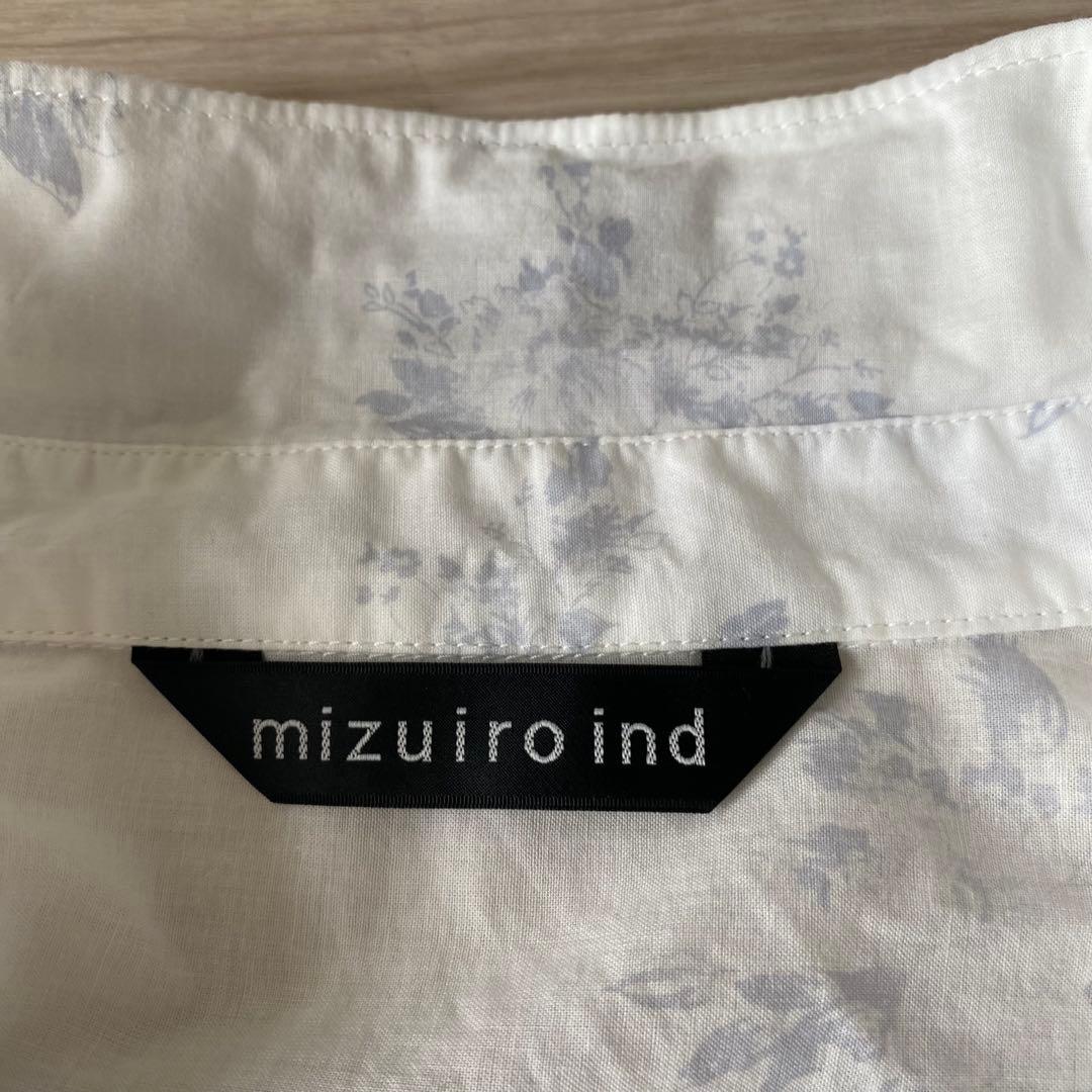 美品✨ミズイロインド　白　花柄　シャツ　ブラウス　オーバーサイズ