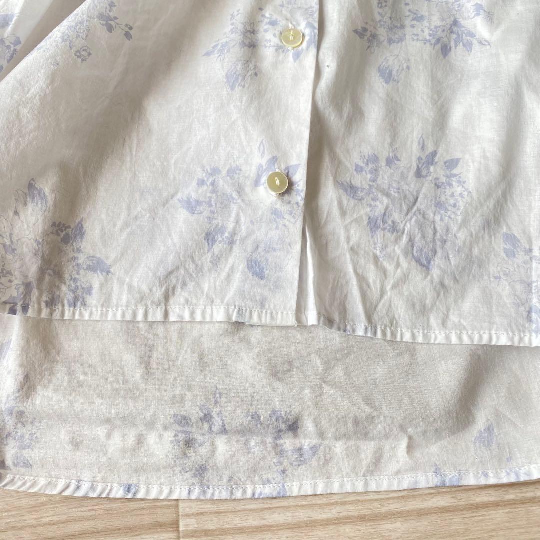美品✨ミズイロインド　白　花柄　シャツ　ブラウス　オーバーサイズ