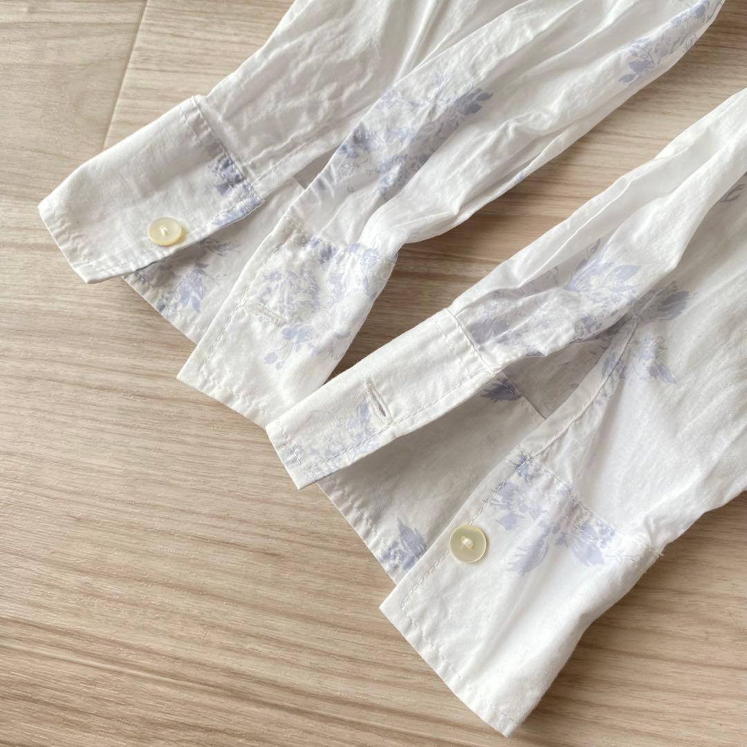 美品✨ミズイロインド　白　花柄　シャツ　ブラウス　オーバーサイズ
