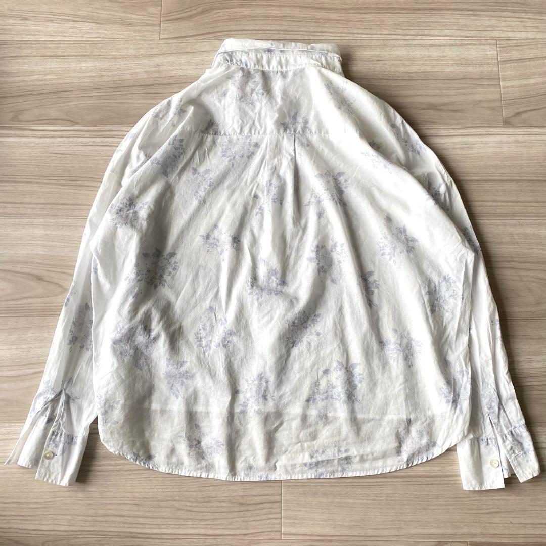 美品✨ミズイロインド　白　花柄　シャツ　ブラウス　オーバーサイズ