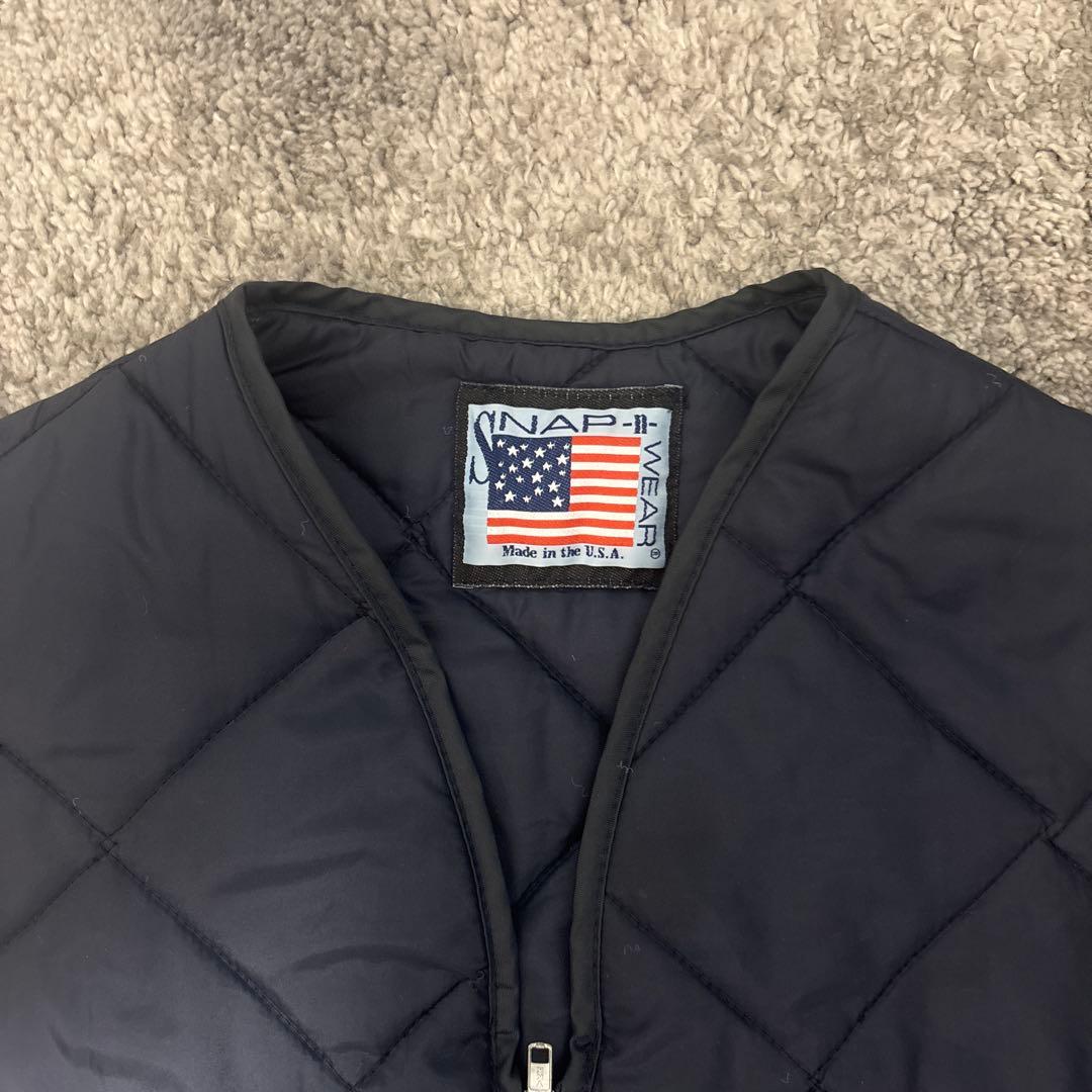 USA製 SNAPNWEAR キルティングベスト　ネイビー M スナップンウェア