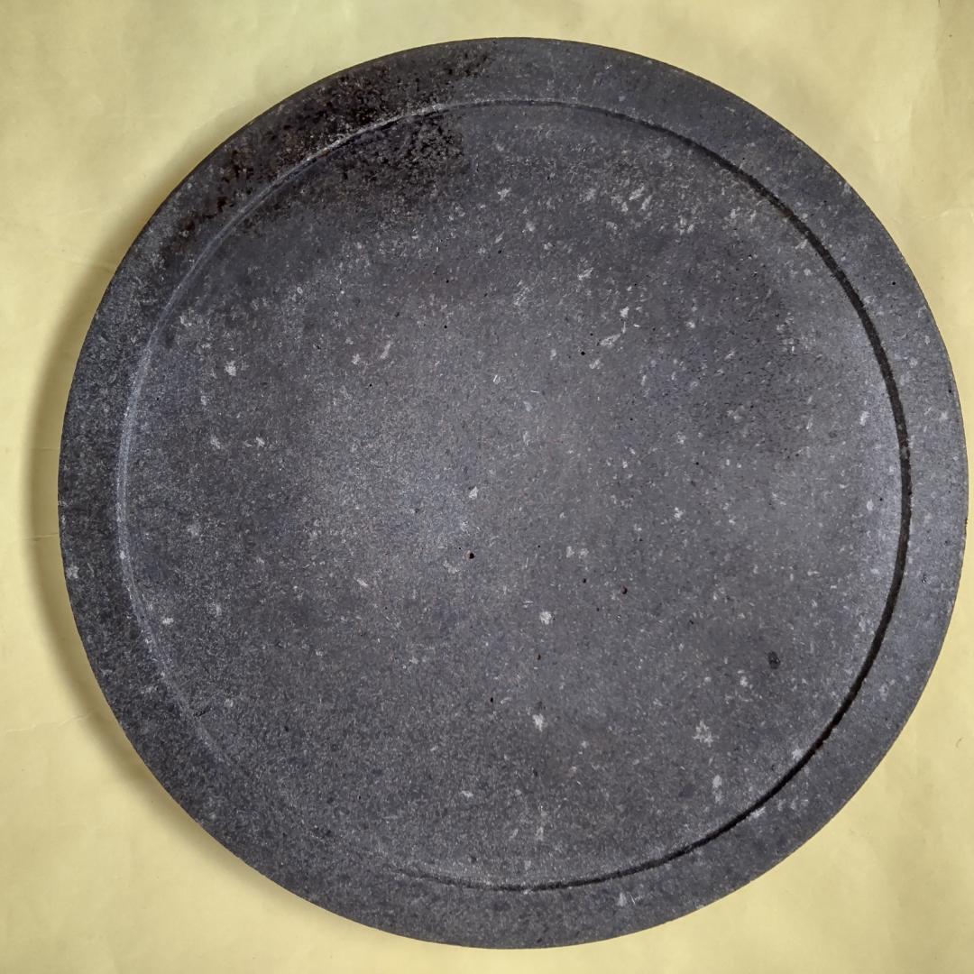 【中古】溶岩工房 プレミアム溶岩プレート 極 厚丸型凹溝あり 25×2cm